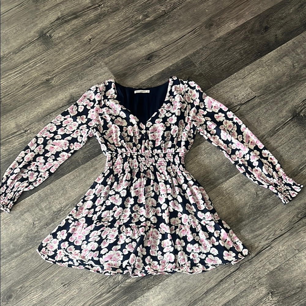 Abercrombie & Fitch Floral Long Sleeve ChiffonDress